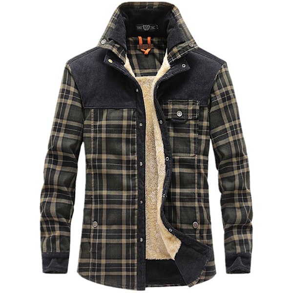 Herr Wanderer Jacka, Overland Flanelljacka, Långärmad Varm Fleece Skjorta Herr Rutiga Skjortor Fest Fritid