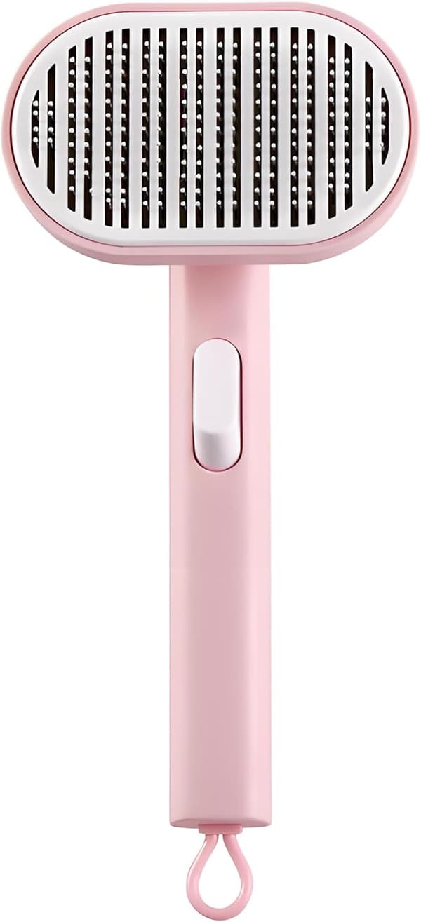 Kattebørste for kjæledyrpleie, selvrensende hundebørste, rosa