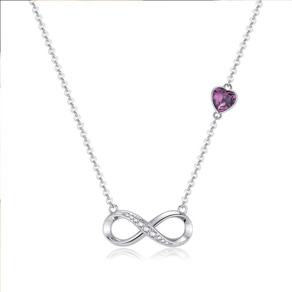 Hjertesymbol sjarmarmbånd for kvinner Silver Necklace - Purple