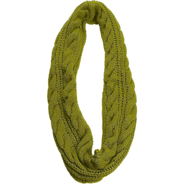 Damers Tykk Ribbestrikket Vinter Infinity Circle Loop Skjerf Premium Twist Greenery Olive Green