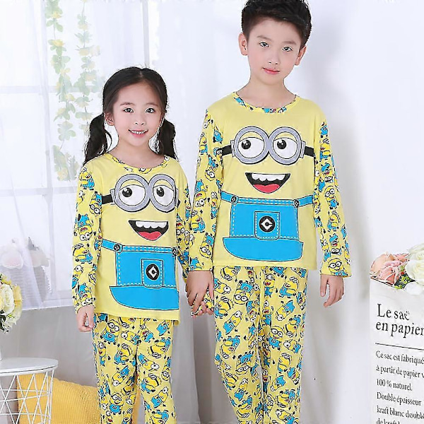 Sarjakuva Pyjama Set Lapset Tyttö Poika Pitkät Pyjamat Pjs Yöasut Minions 4-5 Years