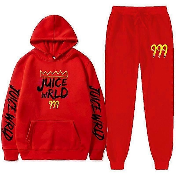 Ny Juice World Hoodie Träningsoverall Sweatshirt + Joggingbyxor Juice Wrld Juice Wrld Juice Wrld Trap Rap Regnbåge Tomografi Juice Wrld Red 1 L