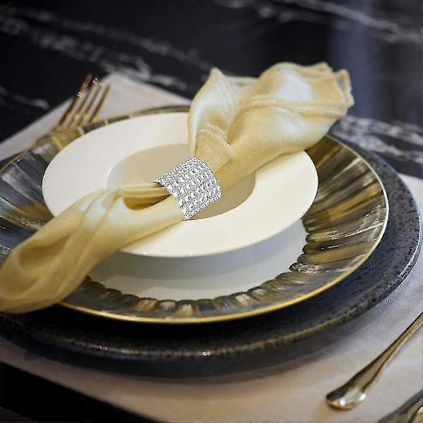 50 stk. servietringe, rhinestone servietringe diamantudsmykning