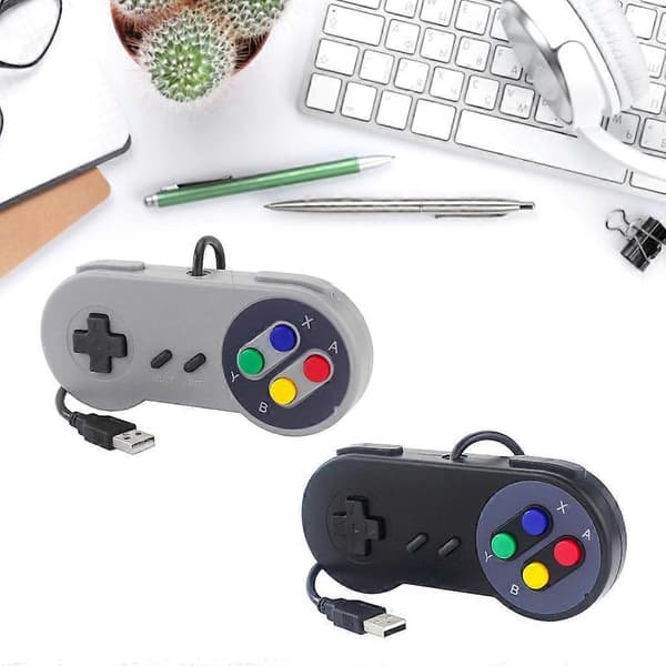 Retro Gaming Joypads Gamepad WiredUSB Spilcontrollere til SNES Emulatorer Support til RaspberryPi Retro USB Controller Grey