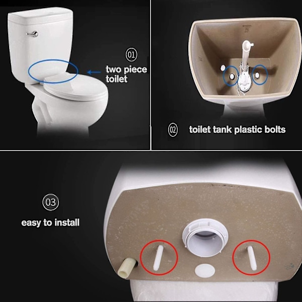 Toiletbrætsskruer, Universelle Plastik Toiletbrætsskruer (4 stk, Hvid)