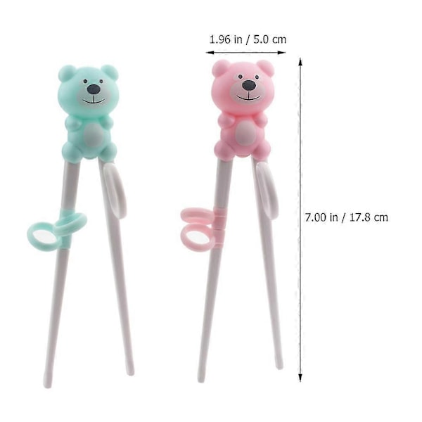 2 Par Tecknade Barn Ät Träningspinnar Baby Lära Bestick (rosa Blå)