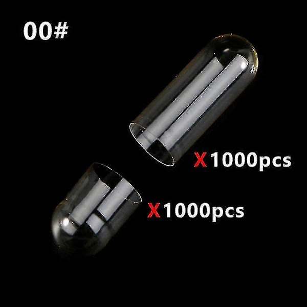 1000 stk. Standard Størrelse 00# 0# 1# Tomme Kapsler Gelatin Klar Kapsler Hul Hard Gelatin Transparent Separerte Sammenføyde Kapsler-csn 00 seperated 1000pcs