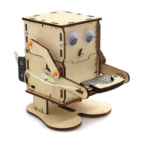 Robot som äter mynt - Trämodell för DIY, undervisning, lärande, STEM-projektkit för barn, vetenskapsexperiment, trämonteringssats