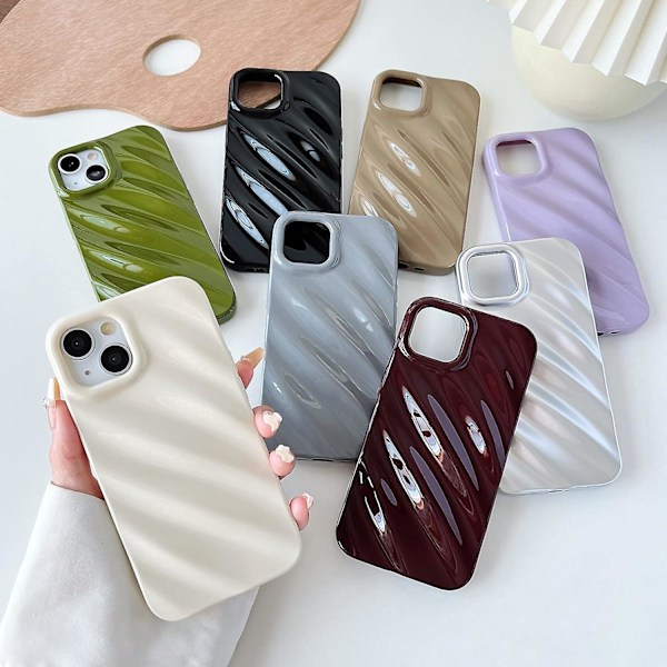 Söpö Veden Aaltoilu Kuvio Aaltoileva Kameran Linssin Suoja Pehmeä Yhteensopiva iPhone Kotelo (Vihreä, iPhone 11)
