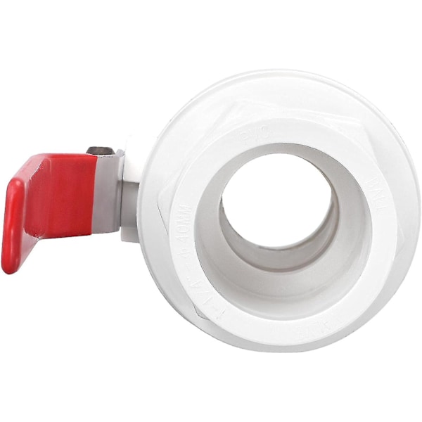 40mm Kulventil, PVC Sockeltyp Avstängningsventil Brytare för Akvarium Vattenflödeskontroll, Sumppump, Pool