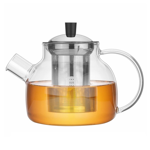 Varmebestandig tekande i glas med te-si, blomsterte, kaffe, glastekande til køkken, te-drikkekedel