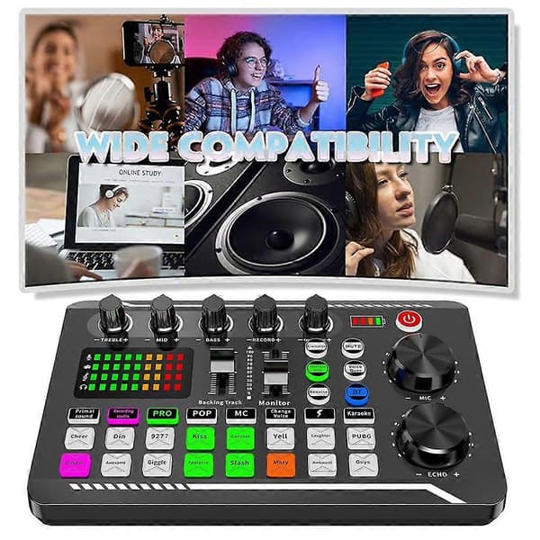 F998 Multifunksjonell Lydmiks for PC Telefon Studioinnspilling Gaming Lydmikser Live Lydkort Cantilever Suit