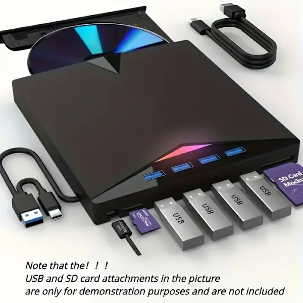 7-i-1 multifunktionel brænder Type C USB3.0 eksternt mobilt optisk drev CD/DVD RW ekstern computer