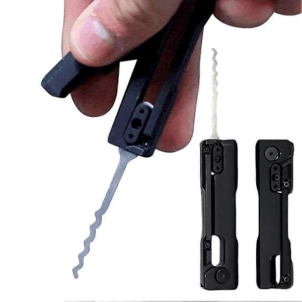 Fidget Lock Pick-sett i stål med 4 plukkeprofiler og dreieverktøy - Angstdempende leke og bærbar låsesmed EDC-utstyr