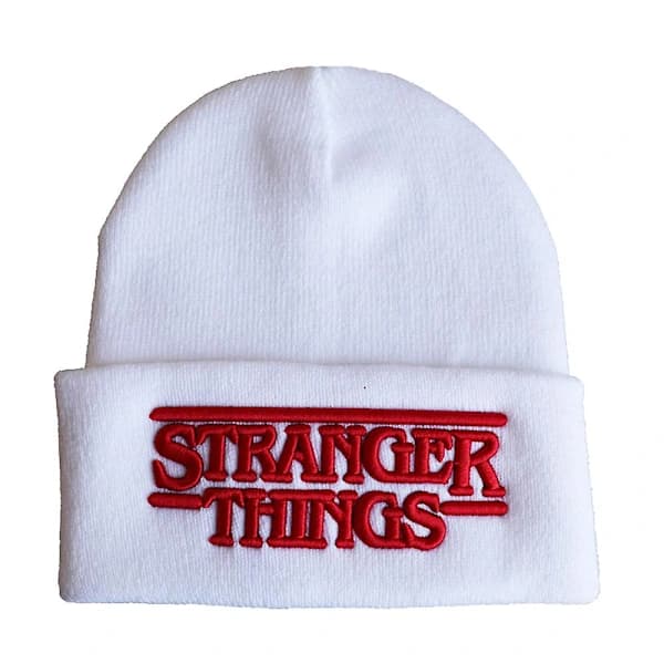 Stranger Things 4 Broderade Stickade Mössor Vinter Varm Skidmössa Kvinnor Män Vit