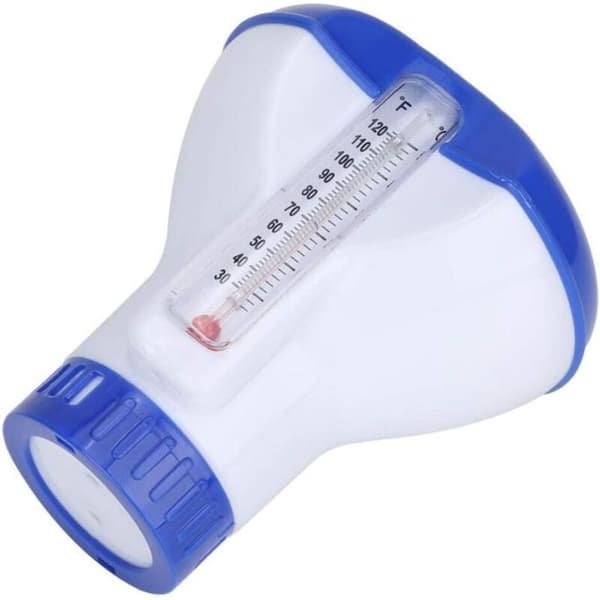 Flytande pooldispenser, poolklordispenser med termometer, automatisk klordispenser för alla pooler, spa, bubbelpooler
