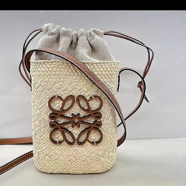 2024 Ny Väska Halmväska Handvävd Damväska Bucket Bag Axelremsväska Messenger Bag Liten Väska Sommar