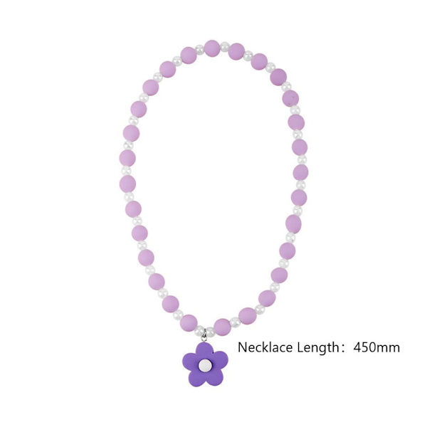 3 stycken barnhalsband, halsband med blomsterhänge i akryl, färgglatt pärlhalsband i plast