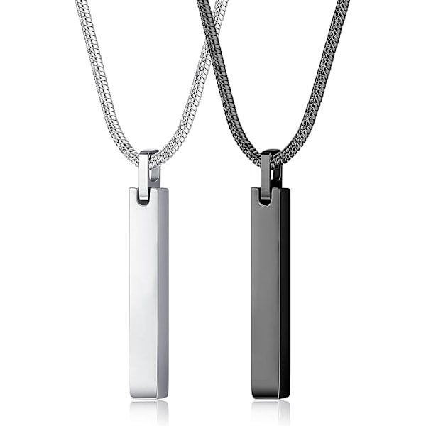 Herrhalsband Herrhänge Halsband Rostfritt Stål Bar Hänge Halsband Herr Dam Par Halsband 22 Tum Ormkedja Unisex