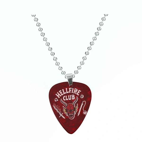 Stranger Things 4 Hellfire Club logotyp gitarrplektrum halsband (1 st) 60cm