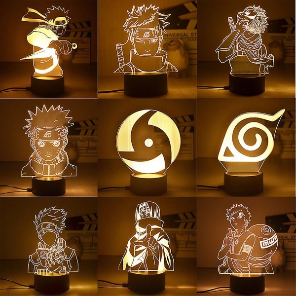 Anime Naruto Uzumaki 3d Led Nattljus Kakashi Bordslampa Leksaker Hatake Figurer Led ljus Rumsdekoration Barn Julleksak Present 19 18CM Warm white