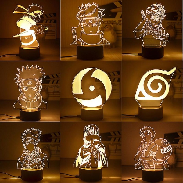 Anime Naruto Uzumaki 3d Led Nattljus Kakashi Bordslampa Leksaker Hatake Figurer Led ljus Rumsdekoration Barn Julleksak Present 5 18CM Warm white