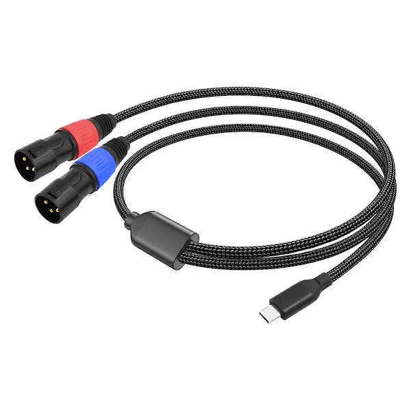 Type C - kaksois-XLR-uros Aux-äänikaapeli USB C - kaksois-XLR-kaapeli 200 cm