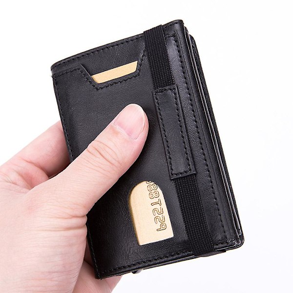 Kreditkortshållare i kolfiber för män, skärmad RFID-plånbok i läder, unisex, säkerhetsmeddelande, plånbok i aluminiummetall
