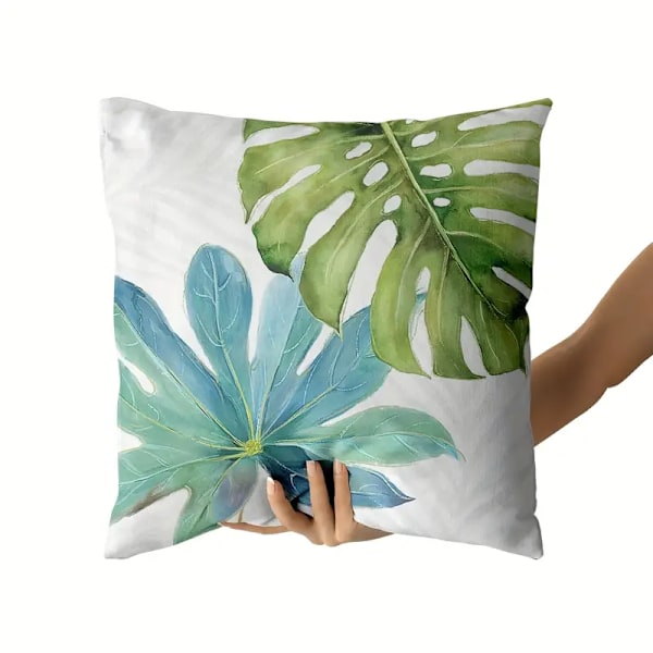 Vattentåliga Tropiska Monstera Kuddfodral 45x45 cm - Set om 2, Lättskött Blixtlås Botanisk Dekor för Inomhus/Utomhus