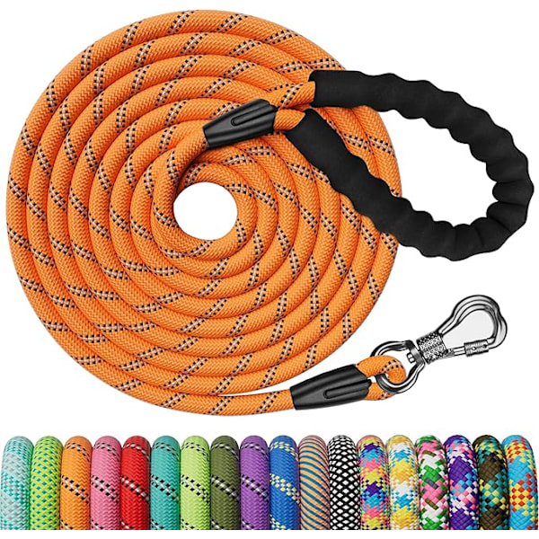 3M Hundebånd, Hundetreningsbånd, Hundebånd med Komfortabelt Håndtak og Låsbar Karabinkrok, Kraftig Hundebånd for Små, Mellomstore og Store Hunder, Oransje