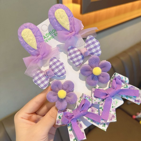 Ny barnesløyfe knute hårnål Mesh blomst hårnål Purple 8-piece set