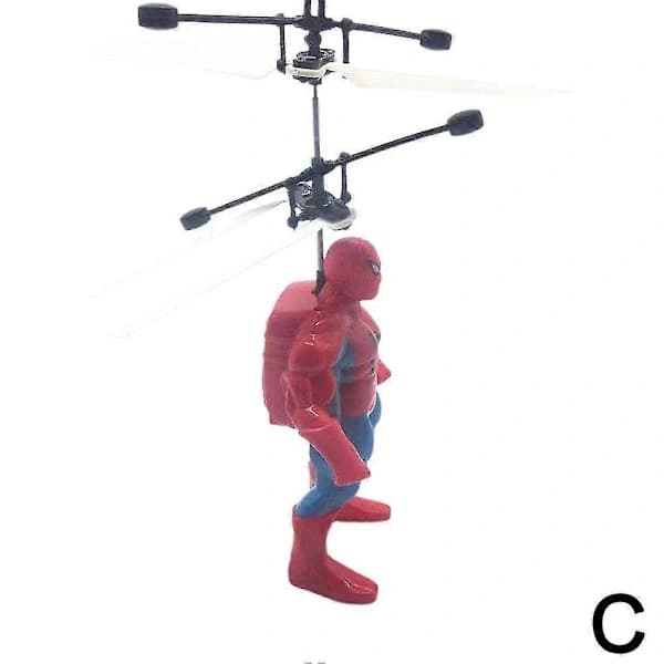 Sensoraktiverad flygplansleksak för barn, lysande, leviterande fjärrkontrollflygplan med kontroller, Spider-Man