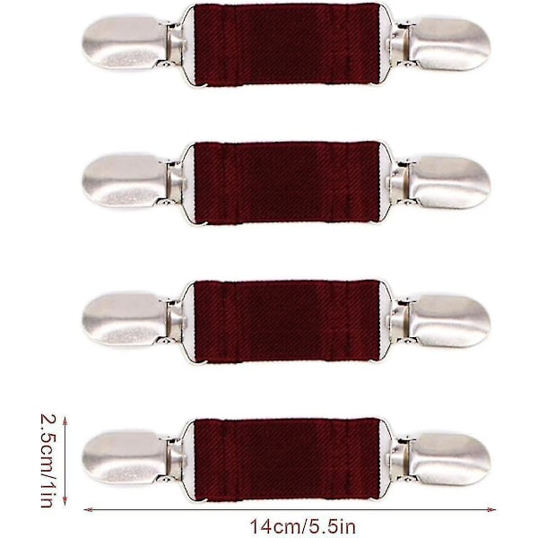 Elastisk Tröjklämma Elastiskt Band Multifunktionell Resehatthållare Enfärgad Kofta Midjespänne, 4-pack Burgundy-dwdz
