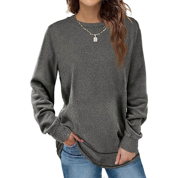 Sweatshirts för Kvinnor Rundhals Casual Långärmade Tröjor Tunikor 3XL