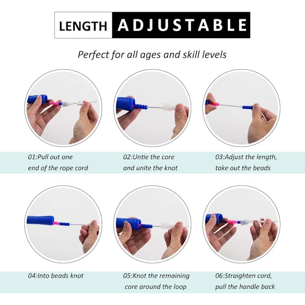 Double Dutch Sjippetov 4,8 meter - 2 pak Lange Sjippetov til Børn og Voksne, Plastik Sjippetov med Perler, Nok til 4-5 Personer