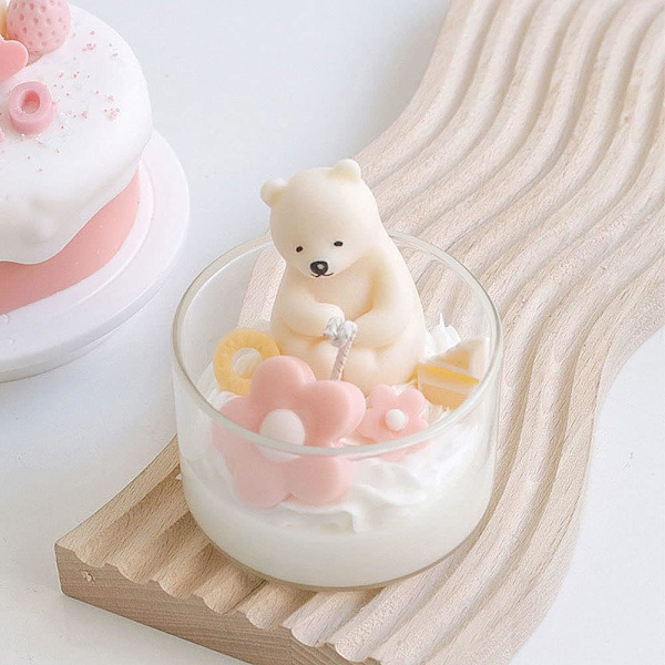 3D Isbjørn Form Mini Størrelse Sød Bjørn Silikone Lying Bear