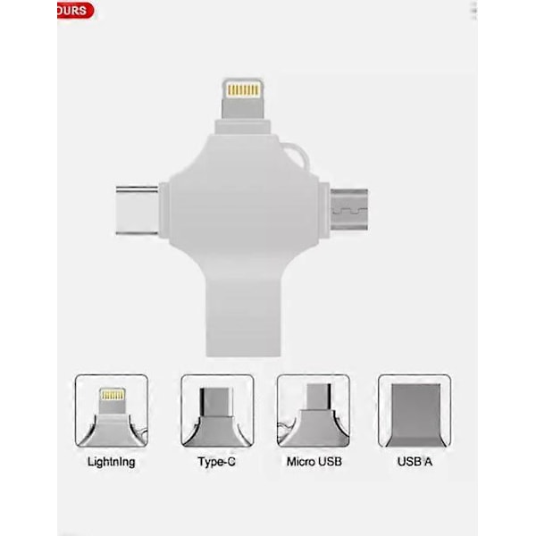 2TB 1TB 4-i-1 USB-minne Fotolagring Stick OTG För iPhone Samsung Android PC