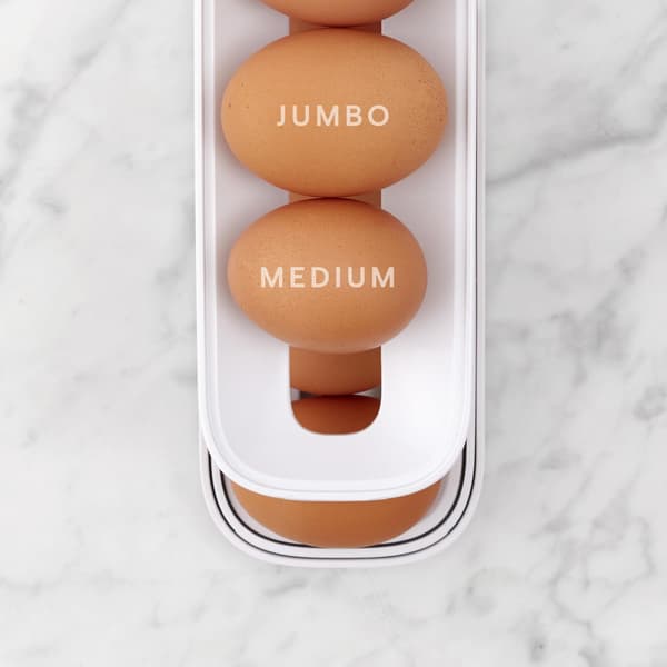 Eggdispenser, plassbesparende rullende eggdispenser og kjøleskapsoppbevaringsstativ