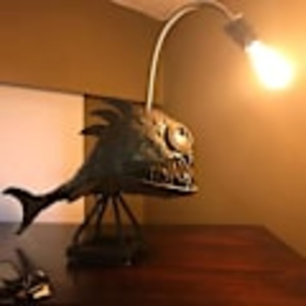 Angelfisk Lampe USB Oppladbar Bordlampe Metalllampe Håndlaget Håndverksrom Dekor S