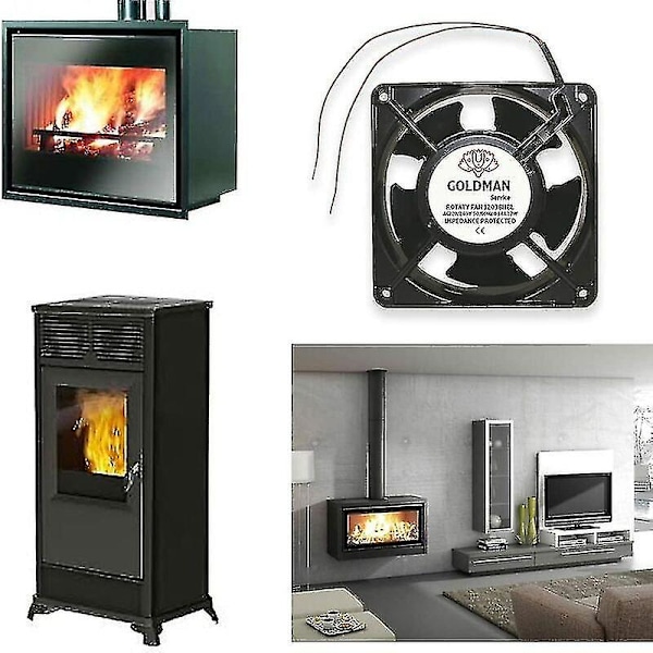 Högtemperatur Axialfläkt För Öppen Spis - Insättningsbar, Metallblad, Tyst, Universal (120 X 120 X 38mm)-YUHAO