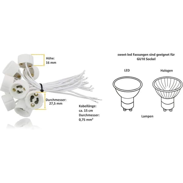 GU10-sockel för LED och halogen, 20 stycken [Energiklass A]
