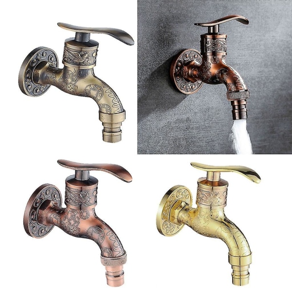 Antik brons Vattenkran Mopp Poolkran Utomhus Trädgård Quick Single Cold Tap Bronze