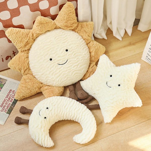 Soft Velvet Cloud Pillow Car Plys Nap Stars Moon Puder Sofa Pude 60cm