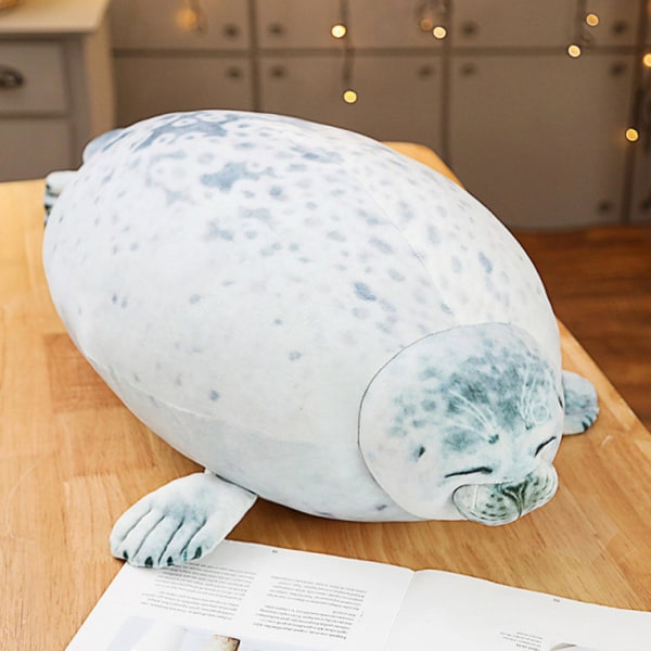 Ny mjuk säl plyschleksak Chubby Blob Seal kudde stoppad bomull Djur mjuk barnleksak White B3
