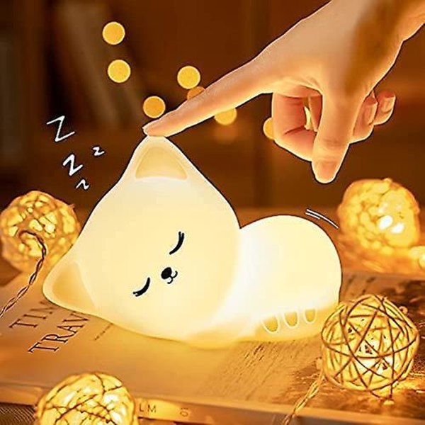 Cat Child Night Light, baby Night Light, laddningsbart Baby Child Night Light, bärbart Led Baby Night Light Girl Vuxen Pojke, Portable Silicone Touch Night