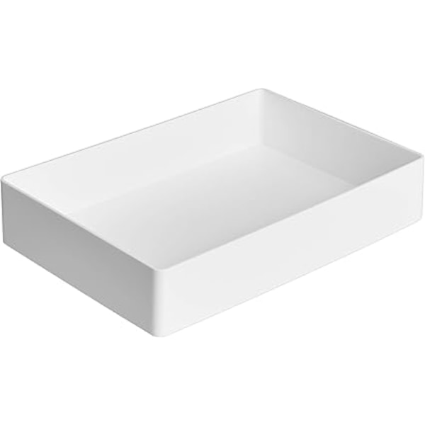 Rektangulär förvaringslåda i plast, tillbehörsfack, 24,1 x 17 x 5 cm, Vit