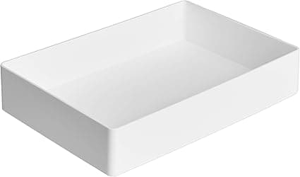 Rektangulær oppbevaringsboks i plast, tilbehørsbrett, 24,1 x 17 x 5 cm, hvit