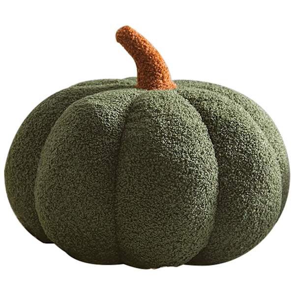 Halloween gresskar pute dekor, gresskar plysj pute fleece fylte gresskar dekorasjon Halloween gresskar pute pute til sofa, myk Halloween pumpe green 35cm
