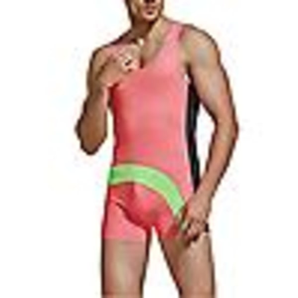 Udomhus sport fritid for mænd Sexig Elastik Farvematchning Snabbtorkande Baddräkt XL Pink