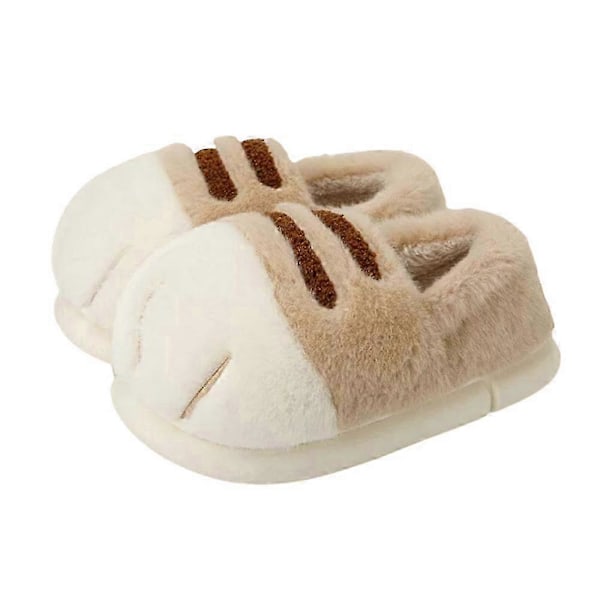 Kattpotttofflor, 3D Kattpott-Cartoontofflor för Kvinnor 37 to 38 khaki